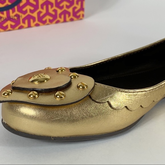 TORY BURCH Gold Heart Ballet Flats - Picture 10 of 16